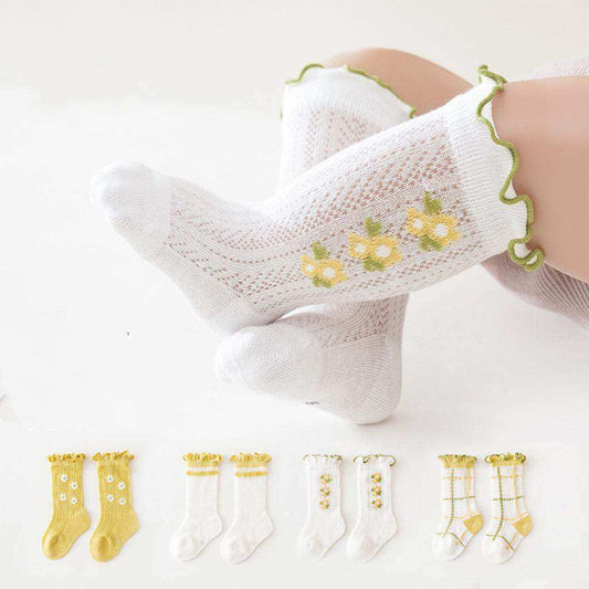 Baby Girk Floral Print Pattern Mesh Breathable High Tube Socks - Skoutley Outdoors LLC