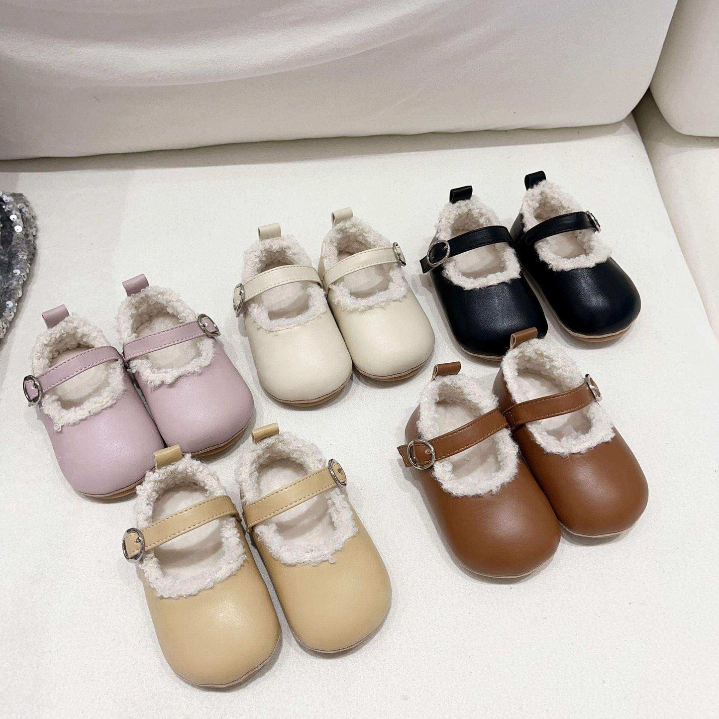 Ins Infant Baby Girl Solid Color Plush Warm Anti-Slip Shoes In Winter - Skoutley Outdoors LLC