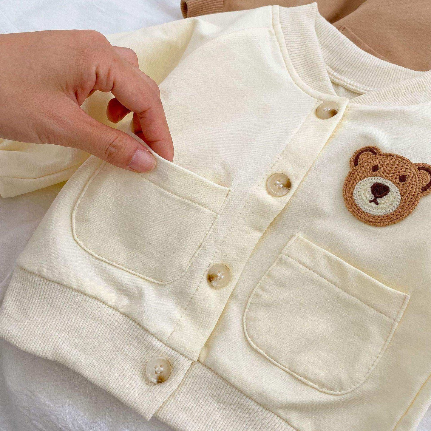 Baby Cartoon Bear Patched Pattern Cute Style Romper And Coat - Skoutley Outdoors LLC