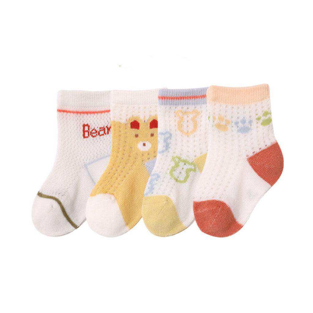 Baby Cartoon Graphic Breathable Mesh 1bag=4pairs Socks - Skoutley Outdoors LLC