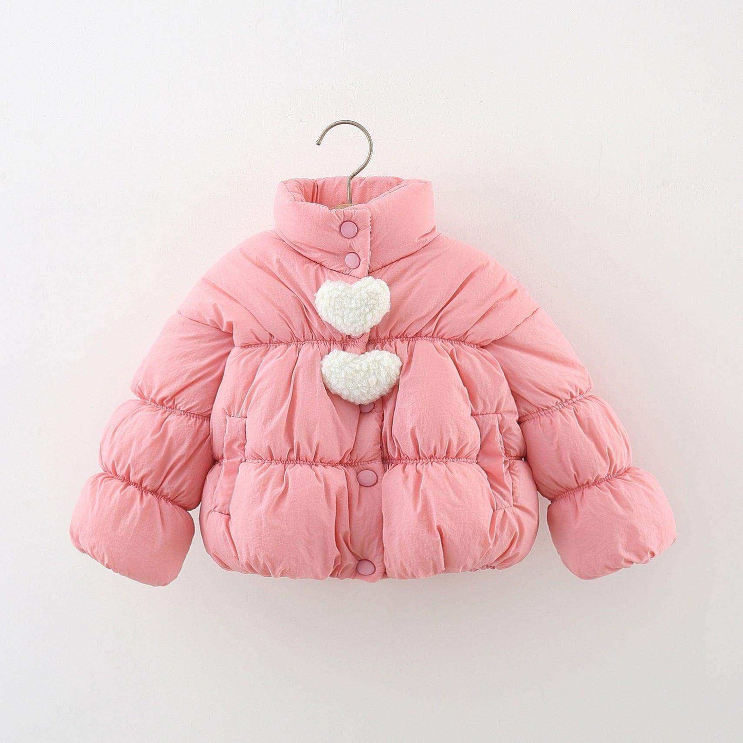 Arrival Baby Kids Girls Heart Pattern Single Breasted Thick Fleece-inside Coat - Skoutley Outdoors LLC