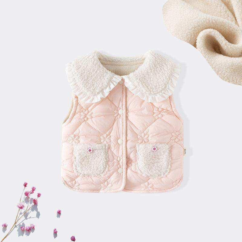 Adorable Infant Baby Girls Sleeveless Flowers Pattern Single Breasted Vest Coat - Skoutley Outdoors LLC