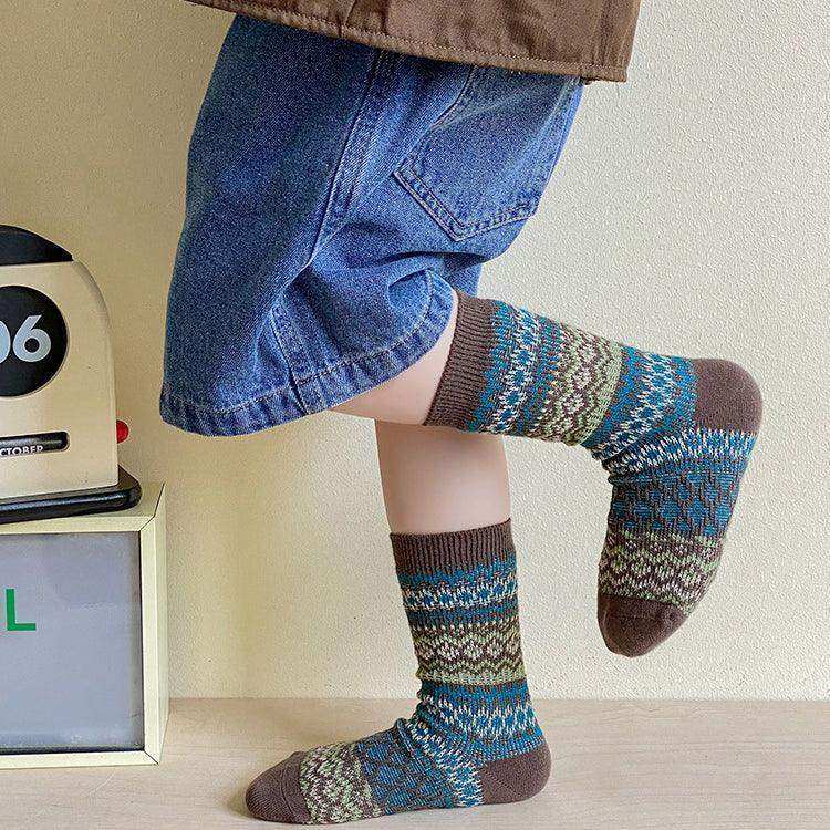 Kids Unisex Vintage Pattern Comfortable Crew Socks Set - Skoutley Outdoors LLC