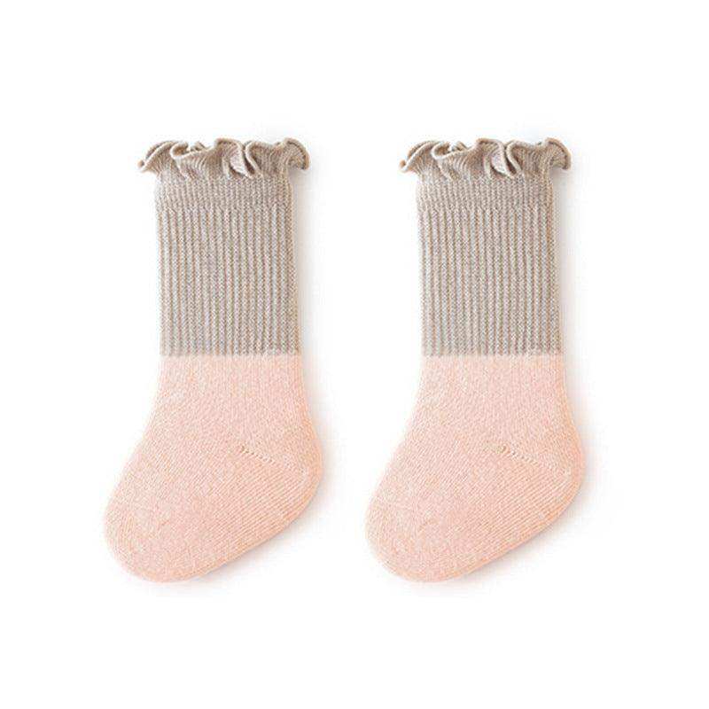 Baby Kids Unisex Color Patchwork Comfortable Ruffle Fringe Crew Socks - Skoutley Outdoors LLC