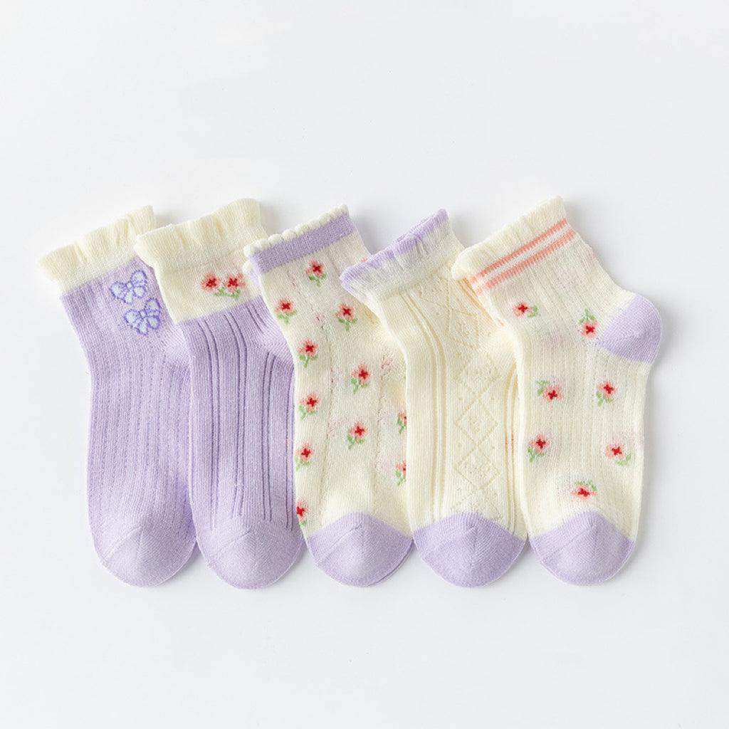 Baby Print Pattern Mesh Soft Cotton Socks 1Bag=5Pairs - Skoutley Outdoors LLC