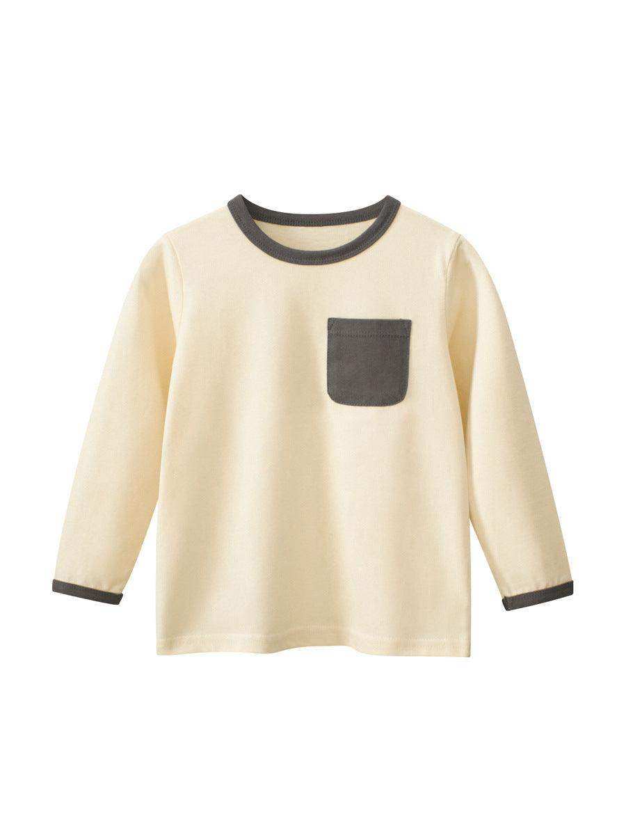 Autumn Baby Boys Color Patchwork Pocketed Long Sleeves Crew Neck Base Top Shirt - Skoutley Outdoors LLC