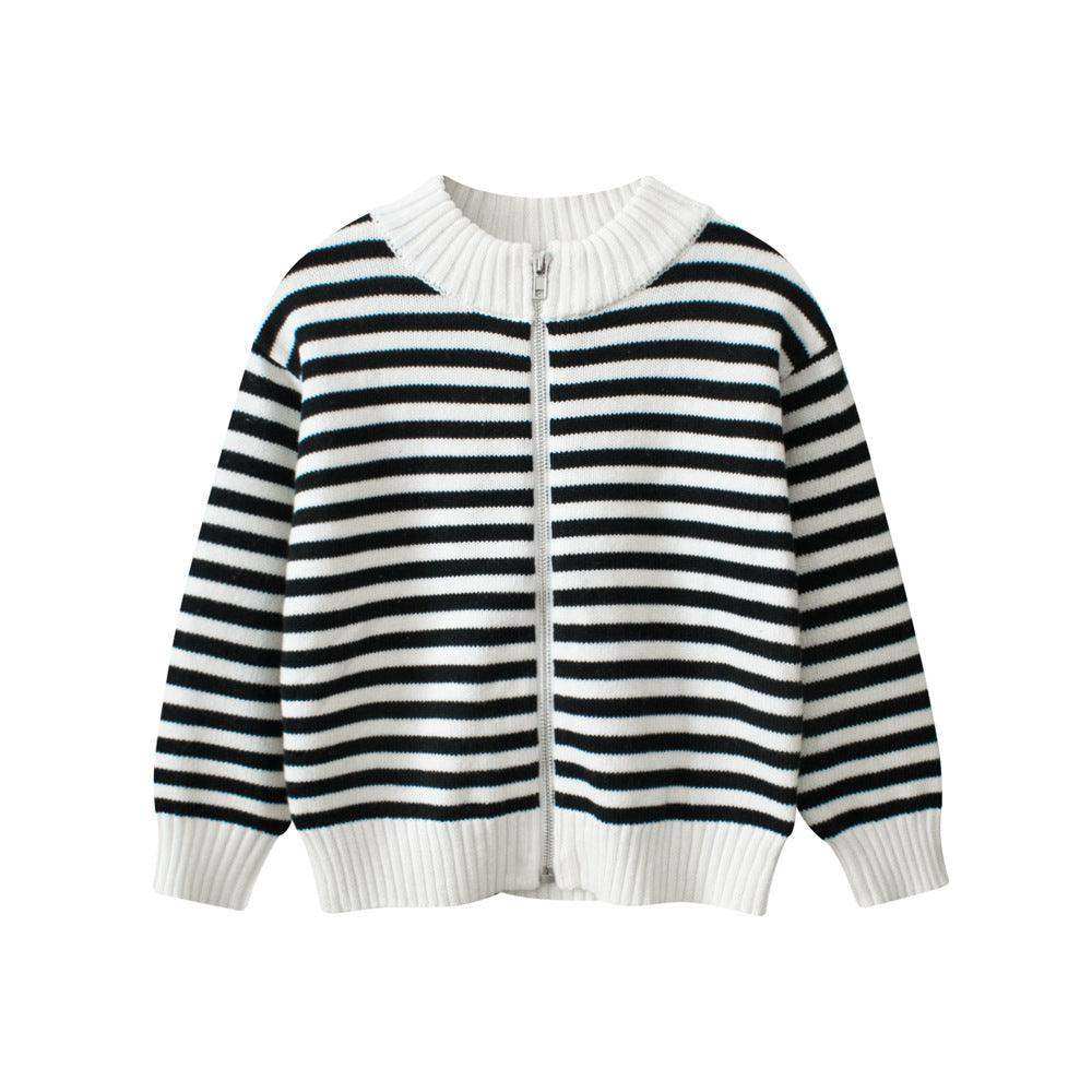 Spring European and American Style Boys’ Outerwear: Striped Long Sleeves Single Breasted Knitted Coat for Children - Skoutley Outdoors LLC