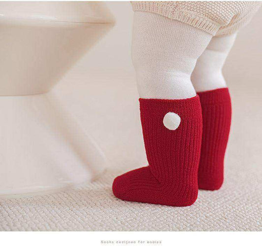 Warm Boneless Children’s Fleece-lined Socks for Autumn and Winter, Thickened and Festive Red - Skoutley Outdoors LLC