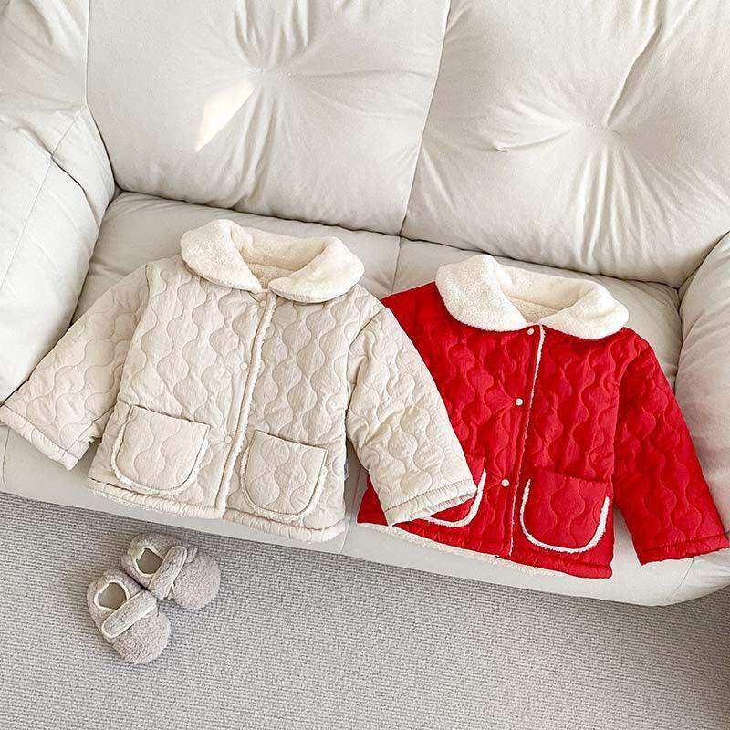 Arrival Baby Kids Girls Color Patchwork Single Breasted Thick Fleece-inside Coat - Skoutley Outdoors LLC