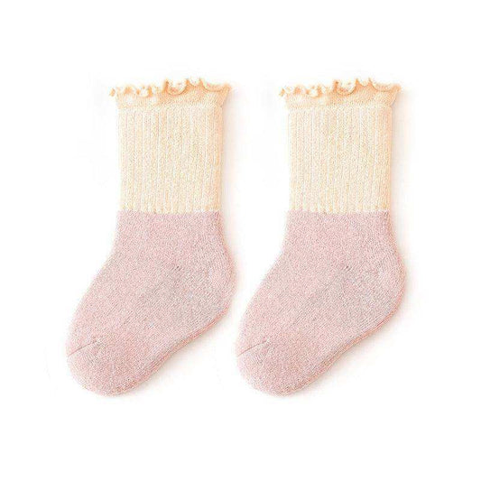 Baby Kids Unisex Color Patchwork Comfortable Ruffle Fringe Crew Socks - Skoutley Outdoors LLC