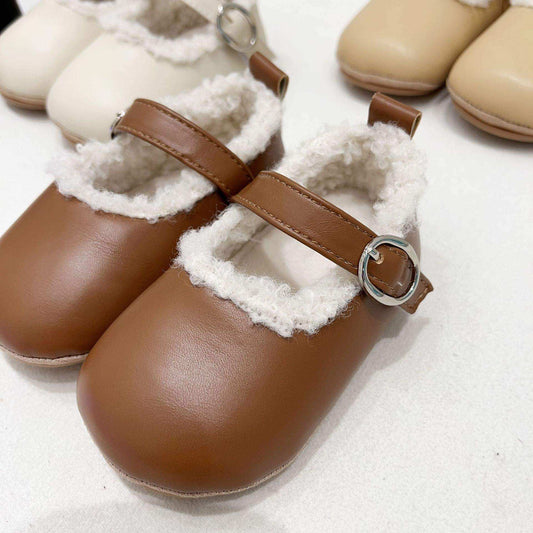 Ins Infant Baby Girl Solid Color Plush Warm Anti-Slip Shoes In Winter - Skoutley Outdoors LLC