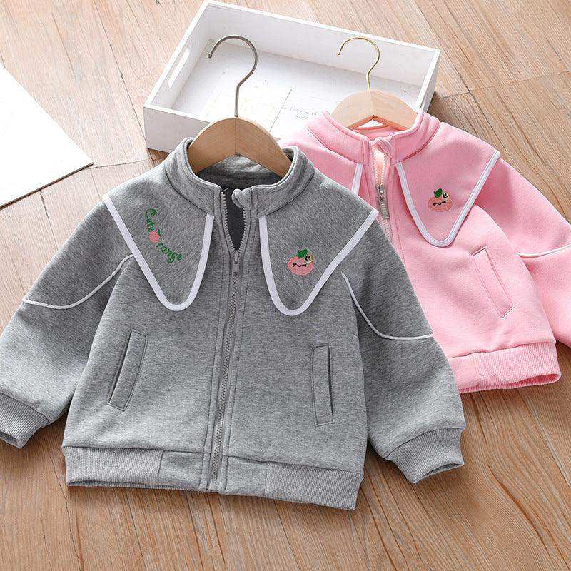 Baby Girl Embroidered Lapel Design Solid Color Quality Coat - Skoutley Outdoors LLC