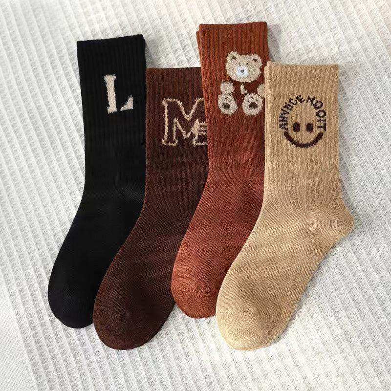 Baby Cartoon Pattern Mid-Tube Soft Cotton Fashion Socks 1 Bag=4 Pairs - Skoutley Outdoors LLC