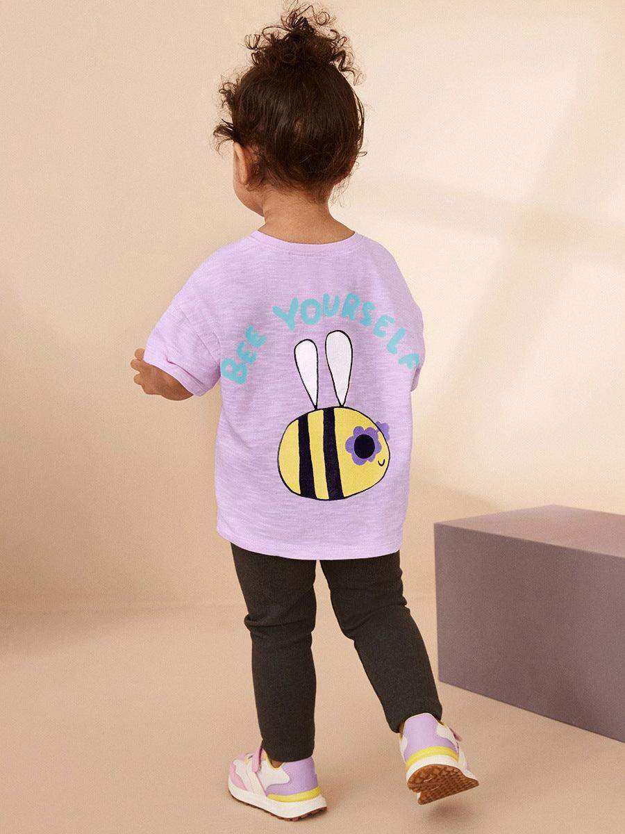 Summer Baby Kids Bees Cartoon Pattern T-shirt and Shorts 2-Piece Clothing Set for Girls - Skoutley Outdoors LLC