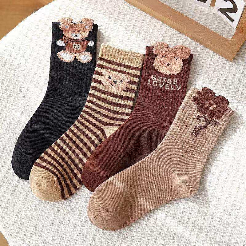 Baby Cartoon Pattern Mid-Tube Soft Cotton Fashion Socks 1 Bag=4 Pairs - Skoutley Outdoors LLC