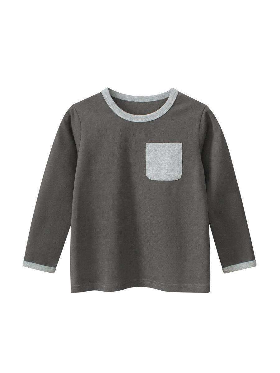 Autumn Baby Boys Color Patchwork Pocketed Long Sleeves Crew Neck Base Top Shirt - Skoutley Outdoors LLC