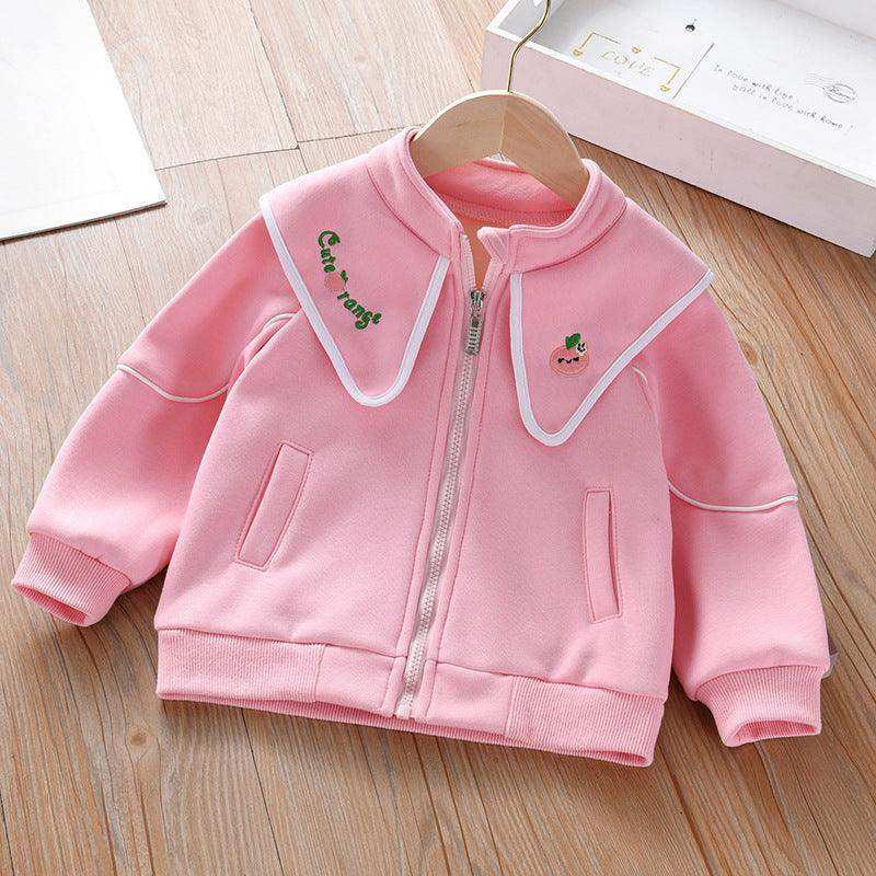 Baby Girl Embroidered Lapel Design Solid Color Quality Coat - Skoutley Outdoors LLC