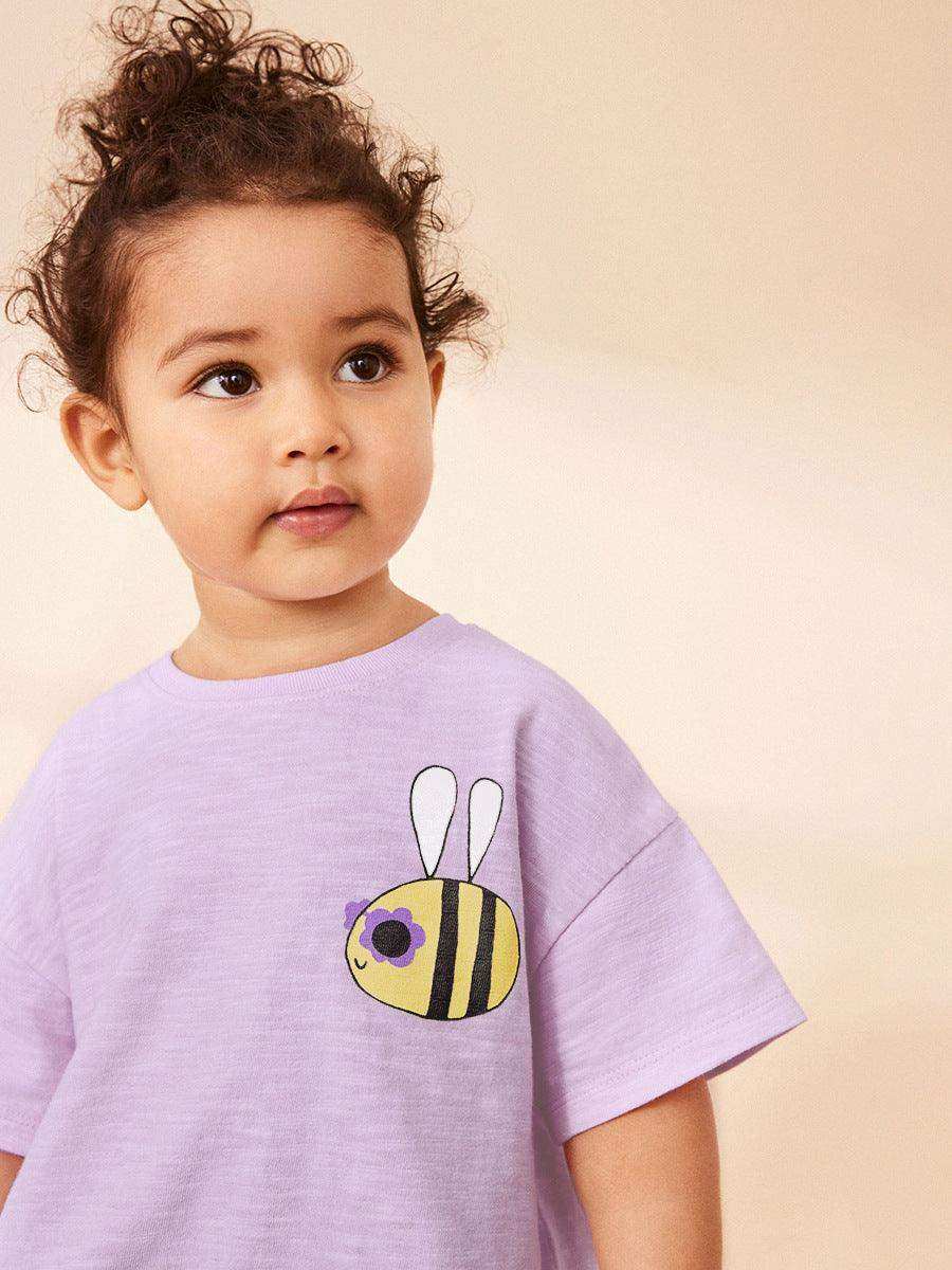 Summer Baby Kids Bees Cartoon Pattern T-shirt and Shorts 2-Piece Clothing Set for Girls - Skoutley Outdoors LLC