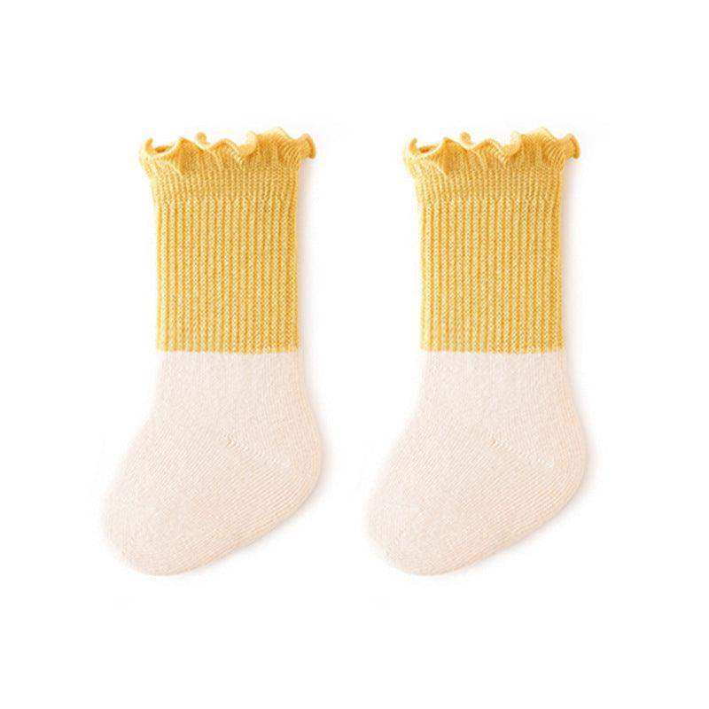 Baby Kids Unisex Color Patchwork Comfortable Ruffle Fringe Crew Socks - Skoutley Outdoors LLC