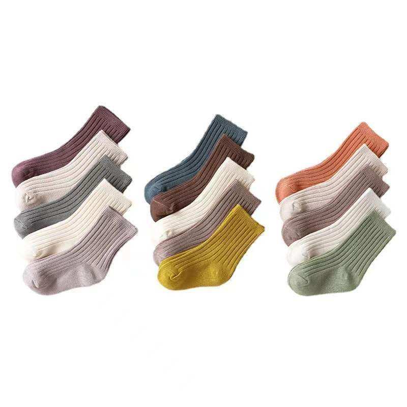 Baby Unisex 1Lot=5Pairs Solid Pit Bar Double-Needled Socks - Skoutley Outdoors LLC