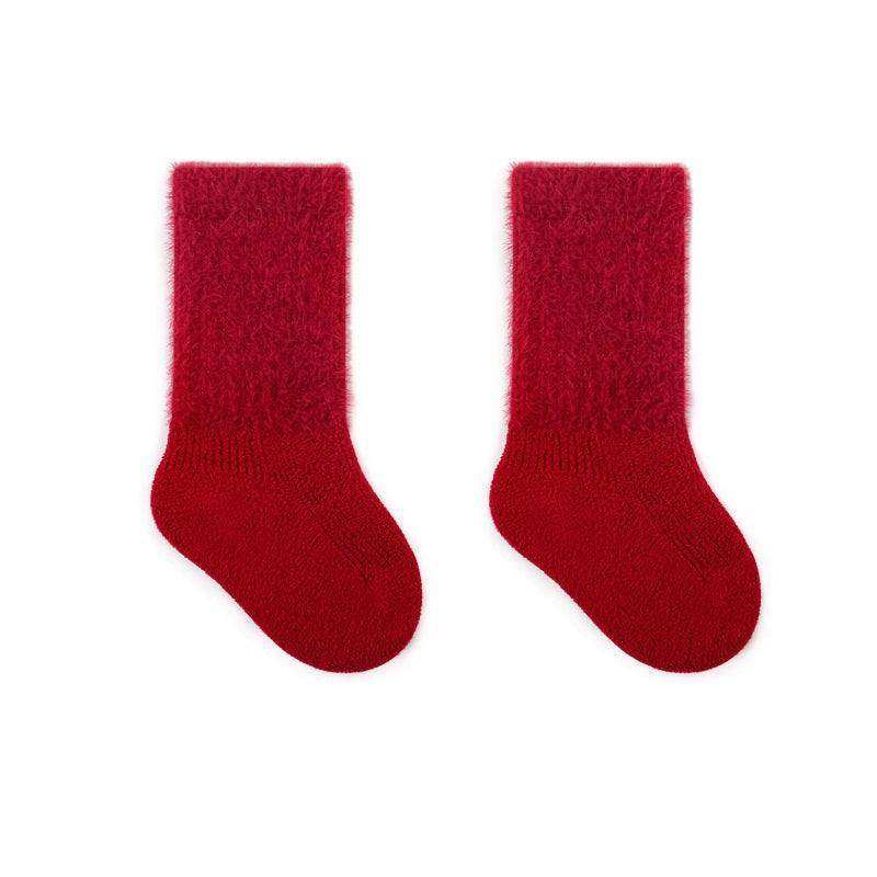 Warm Boneless Children’s Fleece-lined Socks for Autumn and Winter, Thickened and Festive Red - Skoutley Outdoors LLC