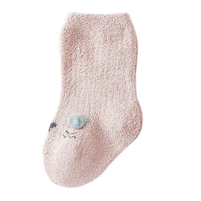 Baby Cartoon Pattern Coral Fleece Comfy Mid-Tube Socks - Skoutley Outdoors LLC