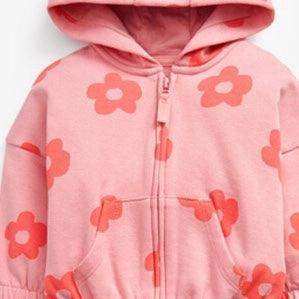 Baby Girl All Over Flower Graphic Zipper Hoodie Coat & Trousers 2 Pieces Sets - Skoutley Outdoors LLC