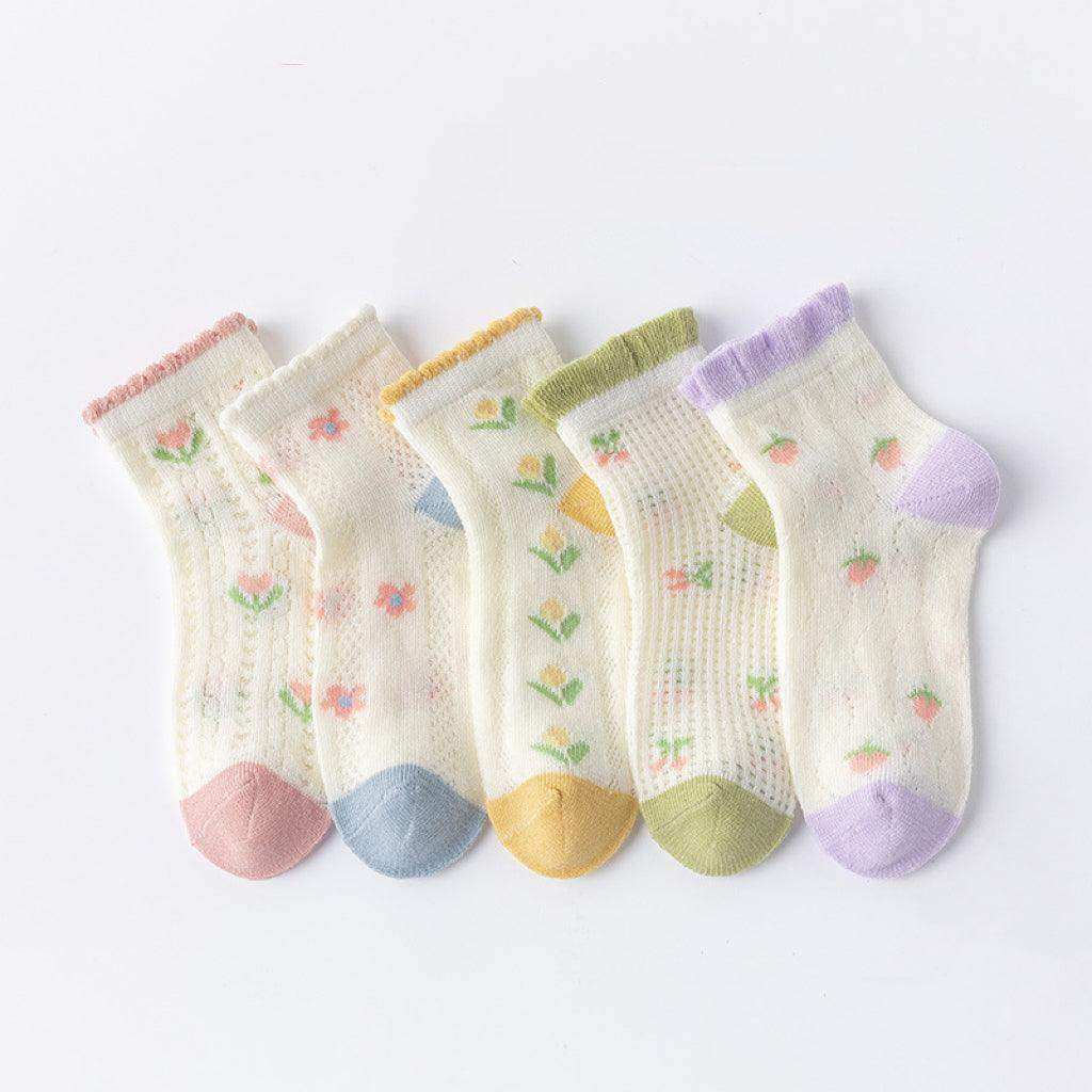 Baby Print Pattern Mesh Soft Cotton Socks 1Bag=5Pairs - Skoutley Outdoors LLC