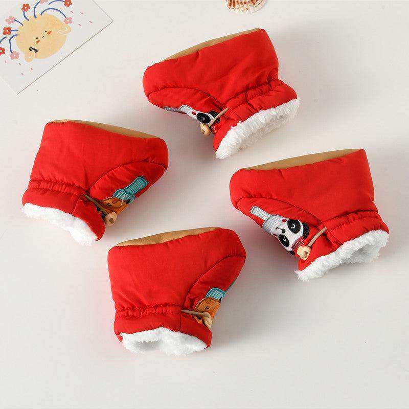 Arrival Baby Animals Cartoon Pattern Anti-slip Fleece-lined Toddler Cotton Shoes - Skoutley Outdoors LLC