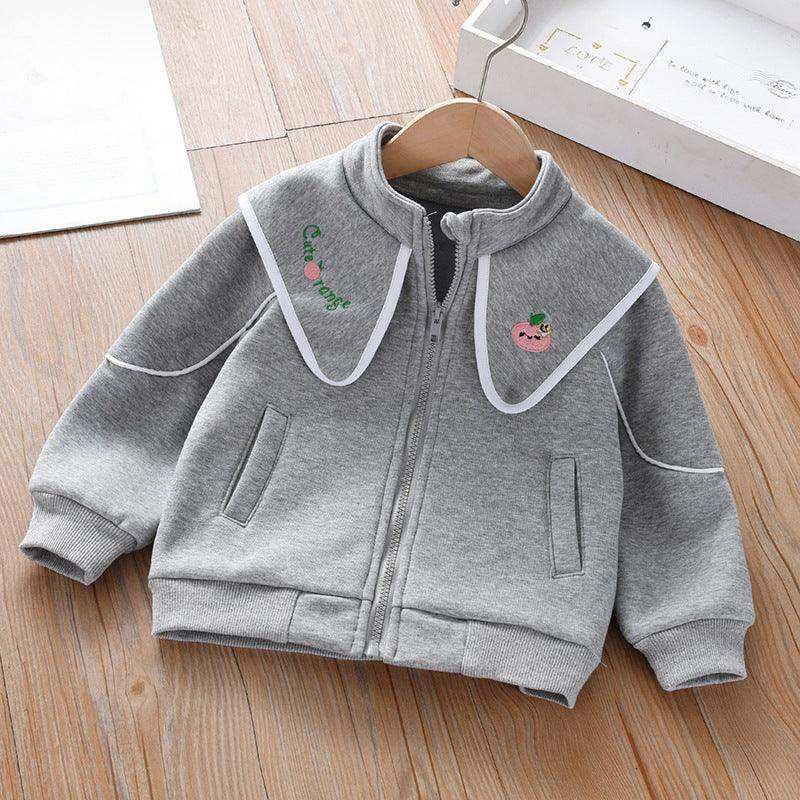 Baby Girl Embroidered Lapel Design Solid Color Quality Coat - Skoutley Outdoors LLC