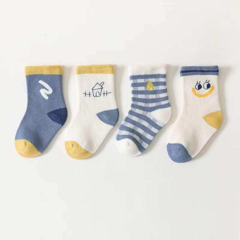 Baby Unisex 1Lot=4 Pairs Smile With House Pattern Socks - Skoutley Outdoors LLC