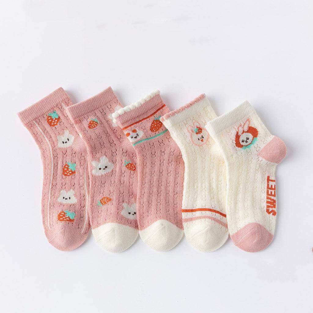 Baby Print Pattern Mesh Soft Cotton Socks 1Bag=5Pairs - Skoutley Outdoors LLC