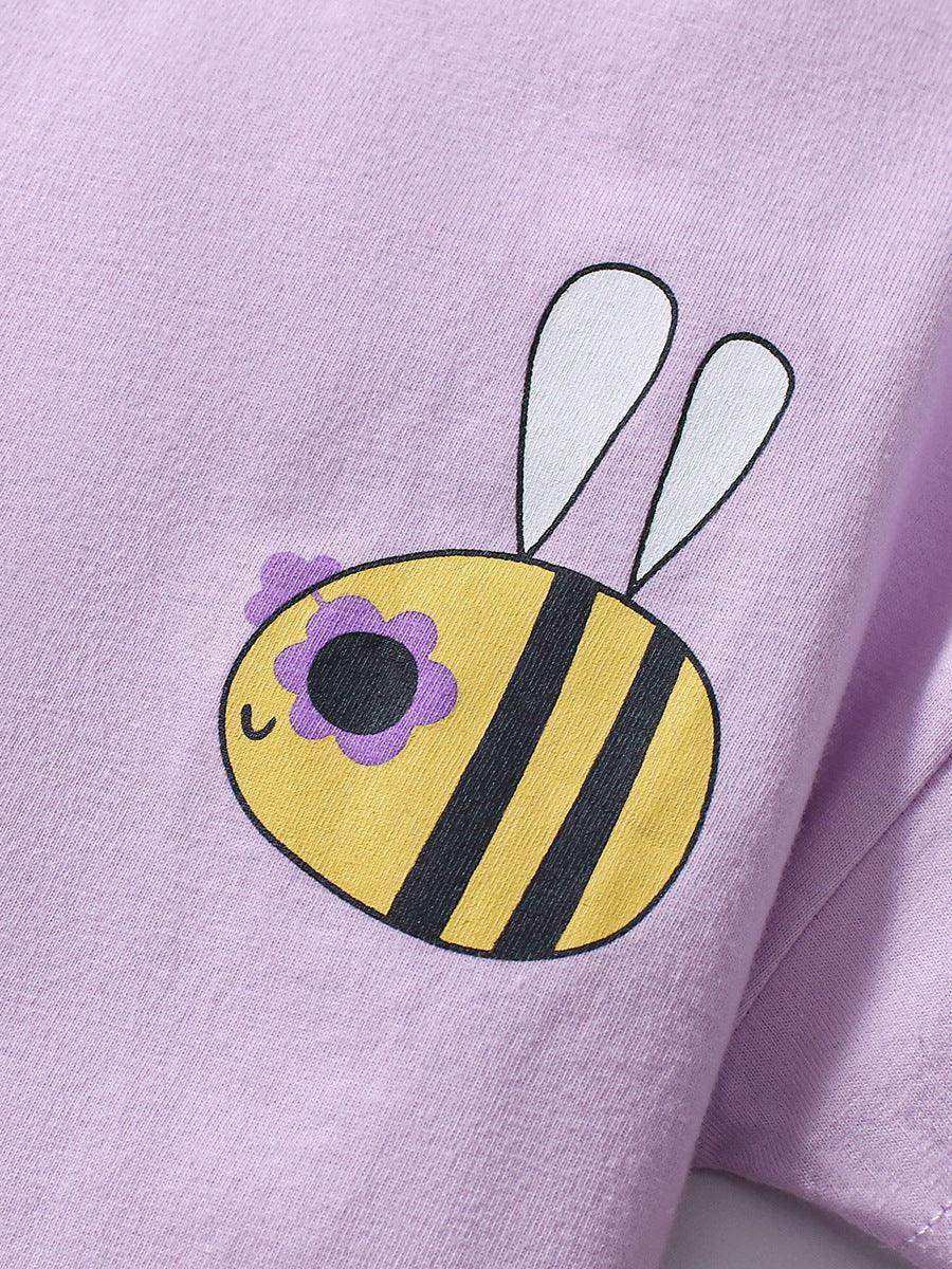 Summer Baby Kids Bees Cartoon Pattern T-shirt and Shorts 2-Piece Clothing Set for Girls - Skoutley Outdoors LLC