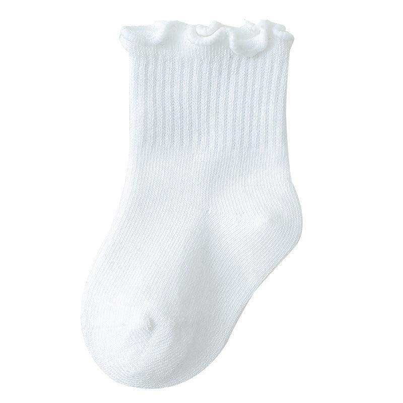 Baby Kids Girls Solid Color Comfortable Ruffle Fringe Crew Socks - Skoutley Outdoors LLC