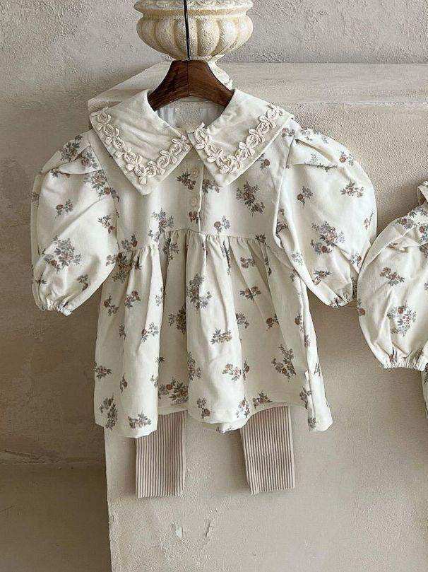 Baby Girls Turndown Collar Floral Soft Spring Vintage Dress - Skoutley Outdoors LLC