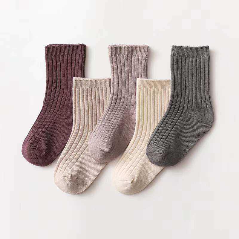 Baby Unisex 1Lot=5Pairs Solid Pit Bar Double-Needled Socks - Skoutley Outdoors LLC