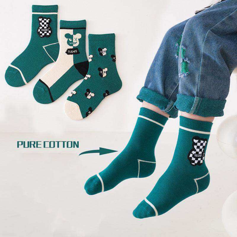 Kids Unisex Embroidery Pattern Comfortable Crew Socks Set - Skoutley Outdoors LLC