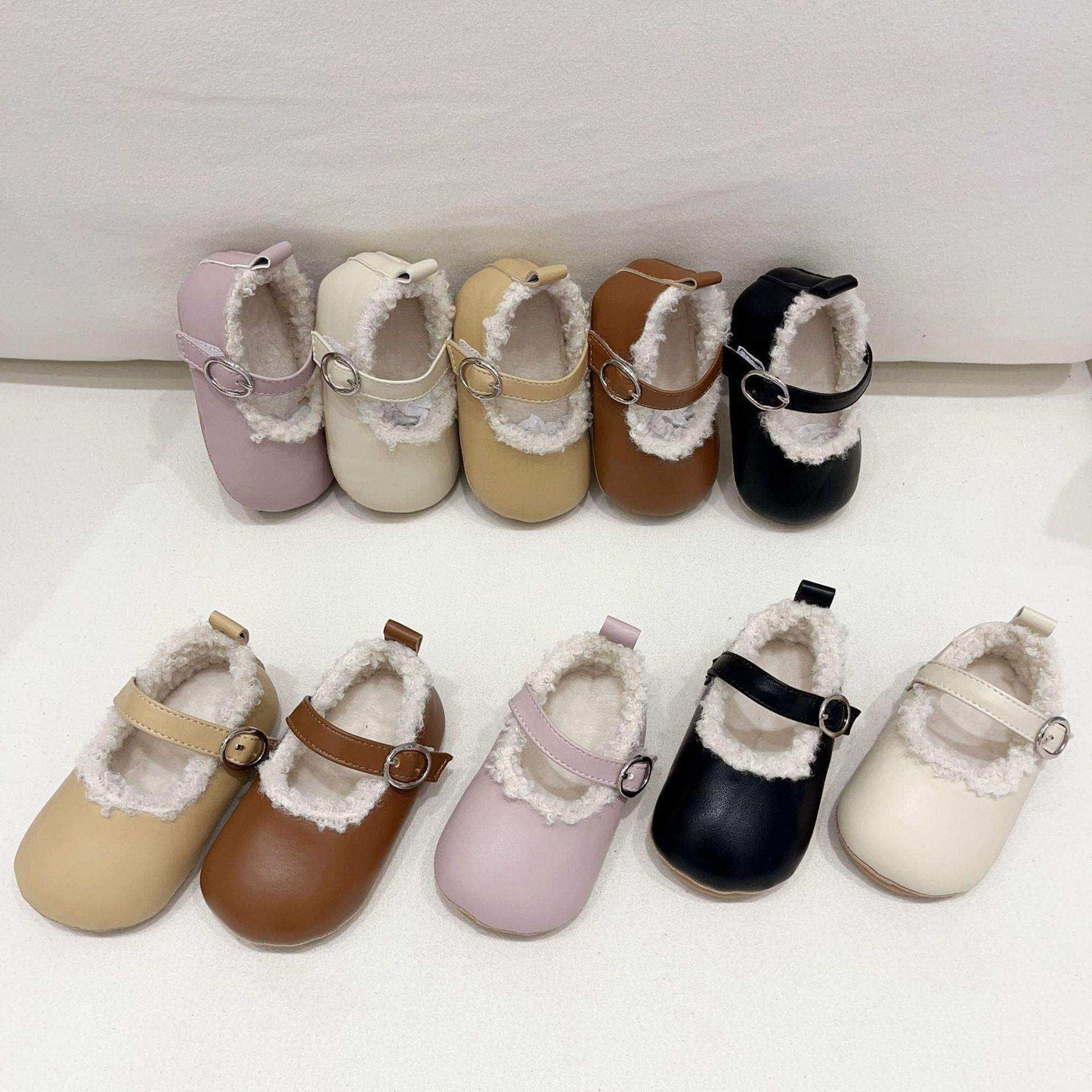 Ins Infant Baby Girl Solid Color Plush Warm Anti-Slip Shoes In Winter - Skoutley Outdoors LLC