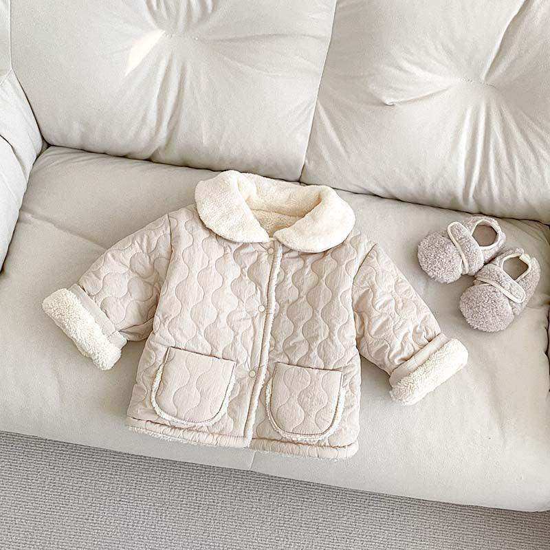 Arrival Baby Kids Girls Color Patchwork Single Breasted Thick Fleece-inside Coat - Skoutley Outdoors LLC