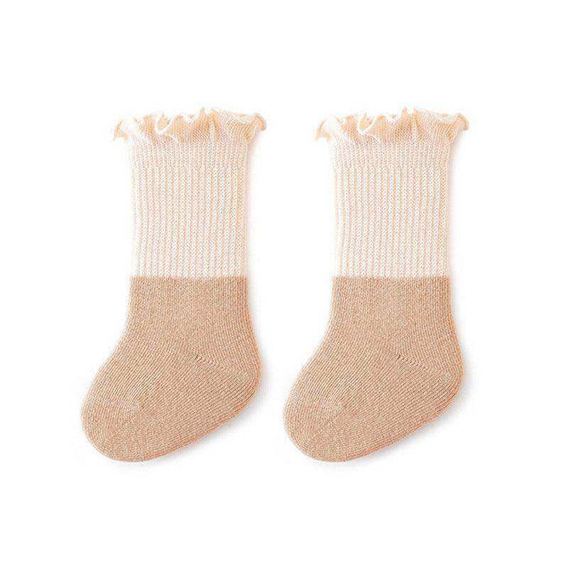 Baby Kids Unisex Color Patchwork Comfortable Ruffle Fringe Crew Socks - Skoutley Outdoors LLC