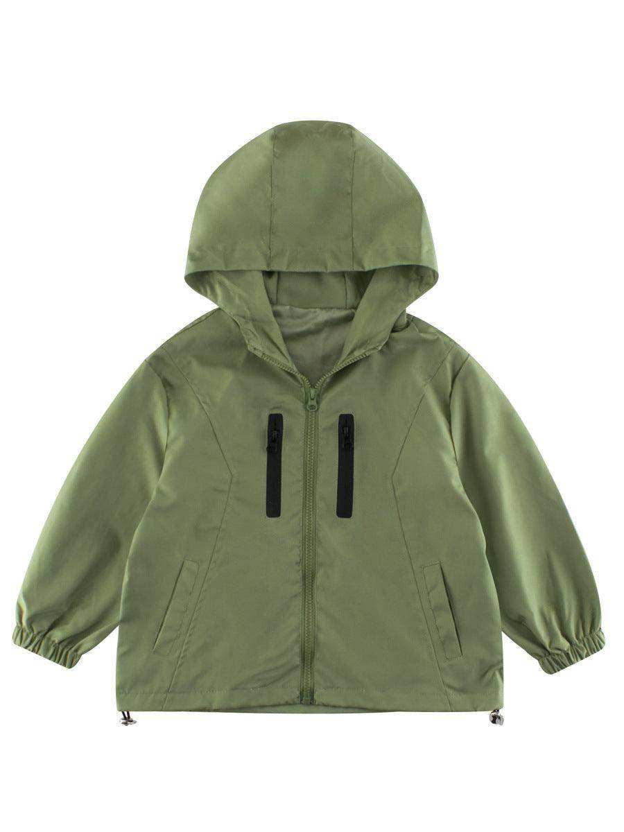 European and American Style Kids’ Outerwear: Color Patchwork Long Sleeves Single Breasted Hooded Coat for Children - Skoutley Outdoors LLC