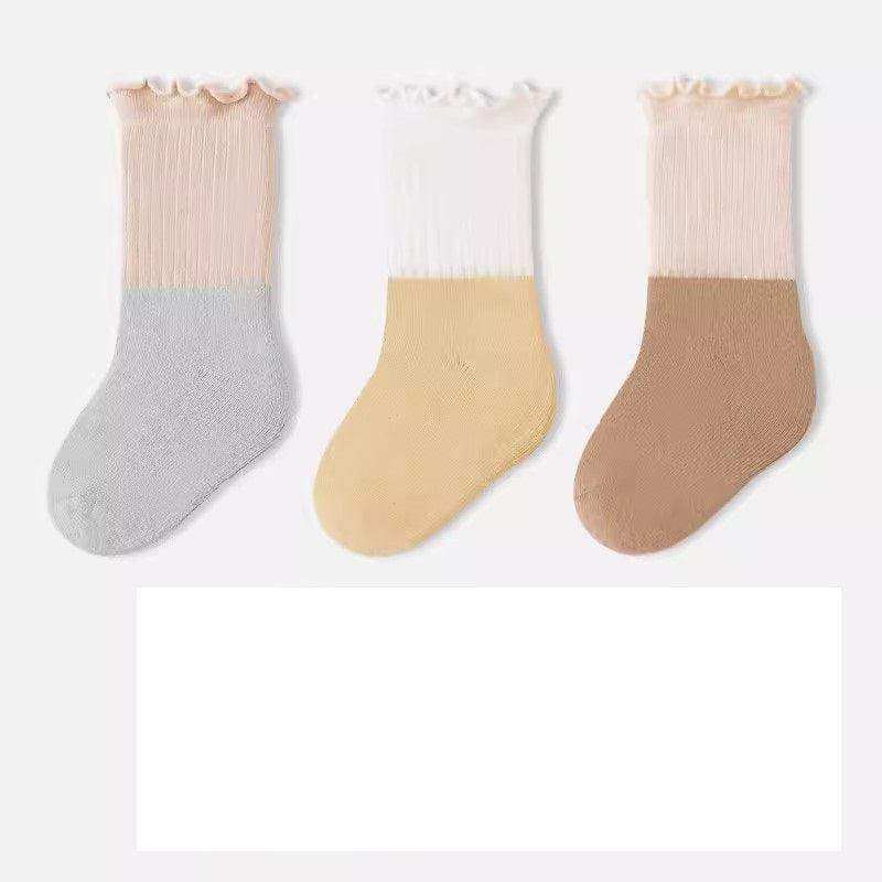 Baby Kids Unisex Patchwork Comfortable Mid-Calf Socks With Ribbed Cuffs Set - Skoutley Outdoors LLC