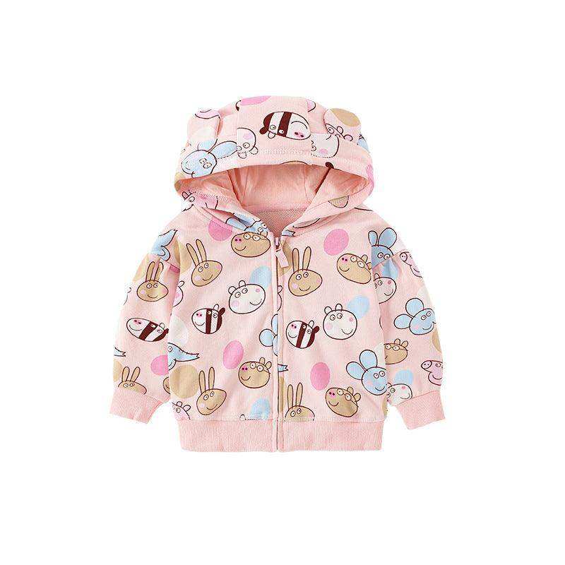 Baby Girl Cartoon Animals Print Pattern Long Sleeve Cute Zipper Coat - Skoutley Outdoors LLC