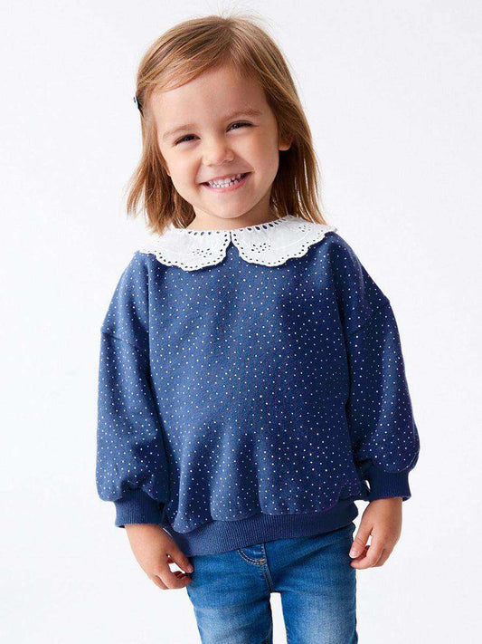 Baby Girls Kids Cute Lace Trim Peter Pan Collar Long Sleeve Pullover Top - Skoutley Outdoors LLC