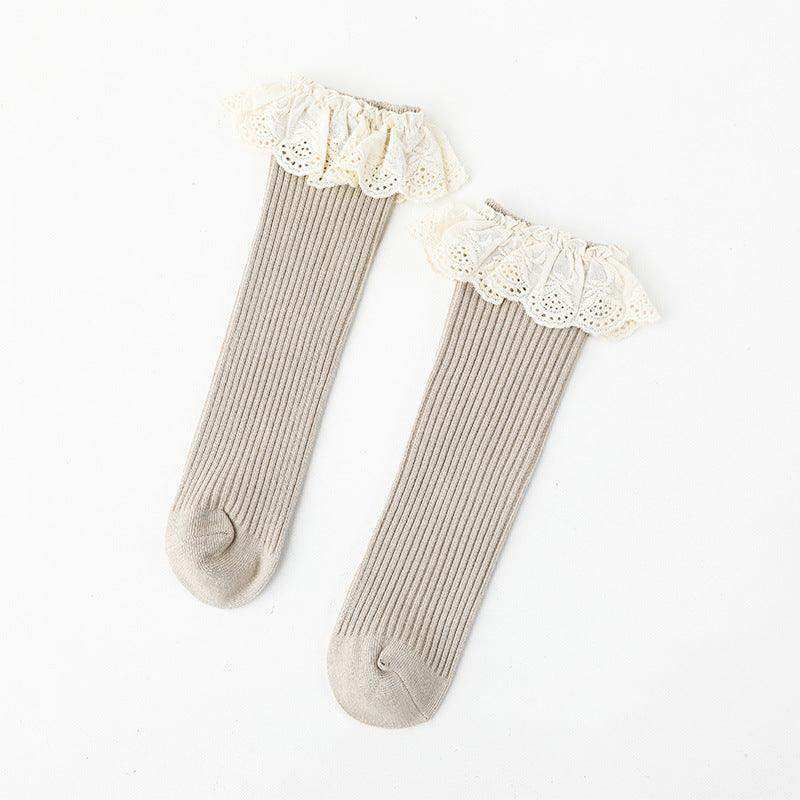 Baby Girl Solid Color Mesh Patched Design Princess Socks - Skoutley Outdoors LLC