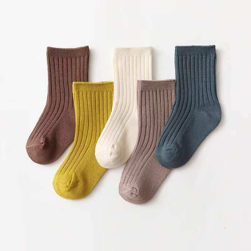 Baby Unisex 1Lot=5Pairs Solid Pit Bar Double-Needled Socks - Skoutley Outdoors LLC