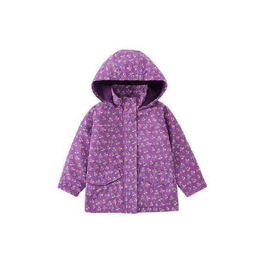 European And American Style Girls’ Outerwear: Hooded Zip-Up Floral Coat With Long Sleeves For Children - Skoutley Outdoors LLC