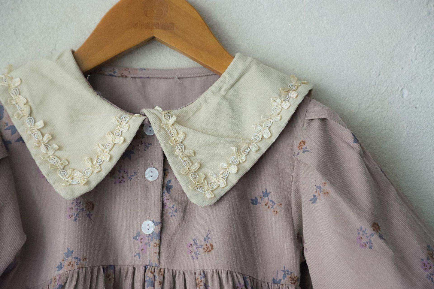 Baby Girls Turndown Collar Floral Soft Spring Vintage Dress - Skoutley Outdoors LLC