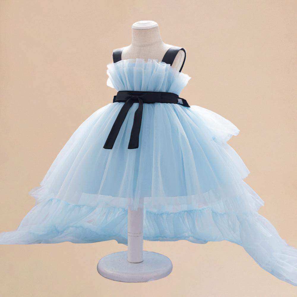 Summer Baby Kids Girls Princess Sleeveless Ribbon Butterfly Bow Tailcoat Tulle Dress - Skoutley Outdoors LLC