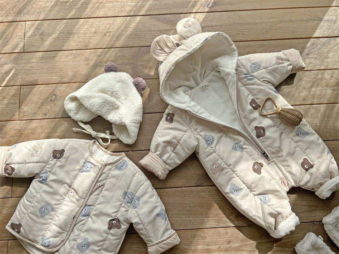 Baby Bear Print Pattern Quilted Warm Coat & Jumpsuit - Skoutley Outdoors LLC